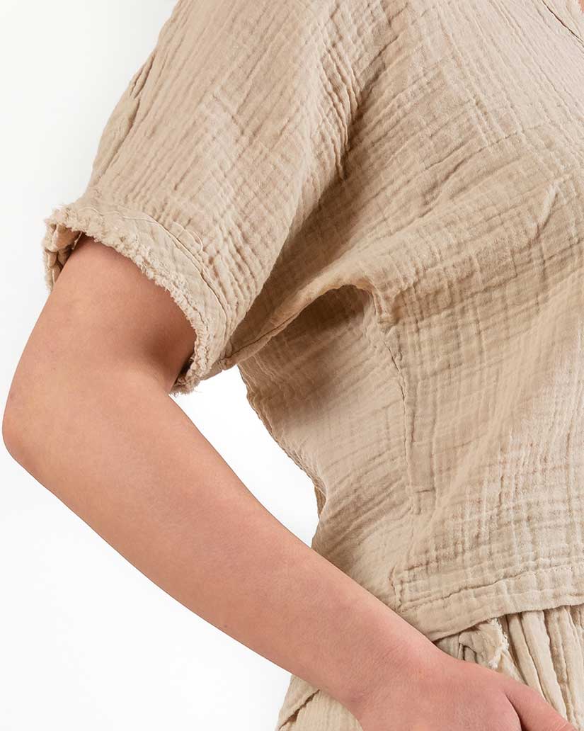 Faven Muslin Cotton Top- Beige