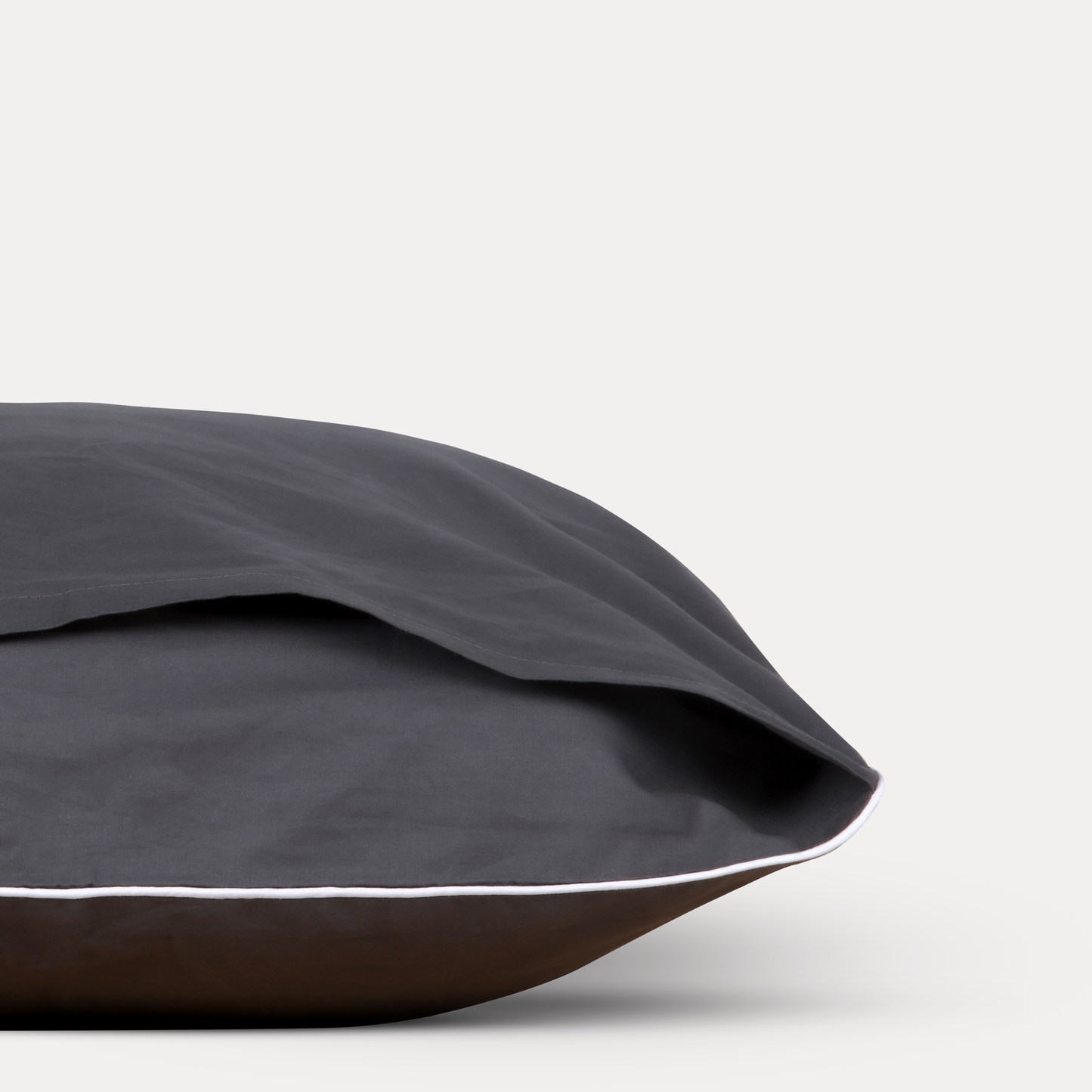 Classic Percale Pillowcase 2pcs- Anthracite with White Pipe Edge