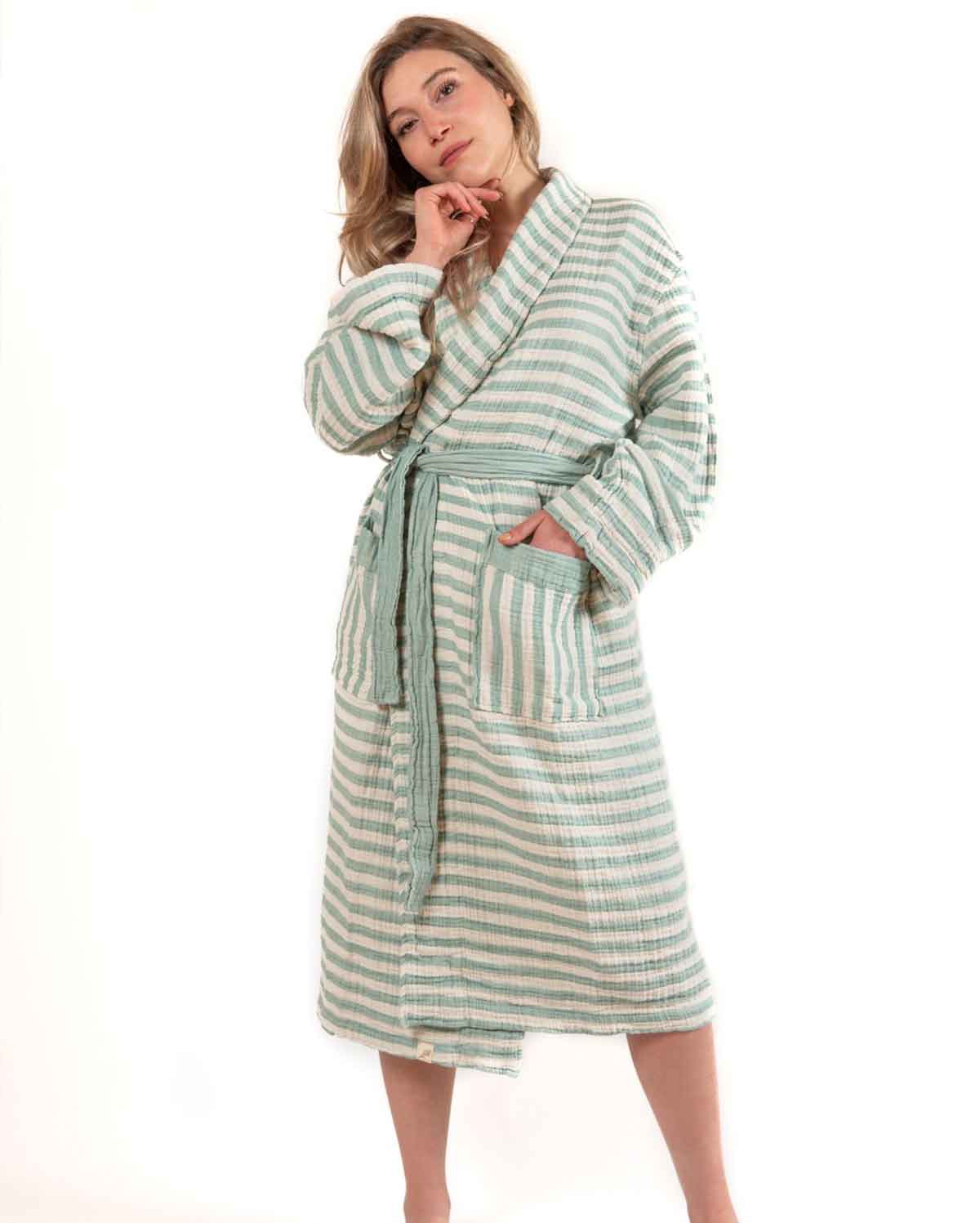 Arya Muslin Bathrobe- Mint