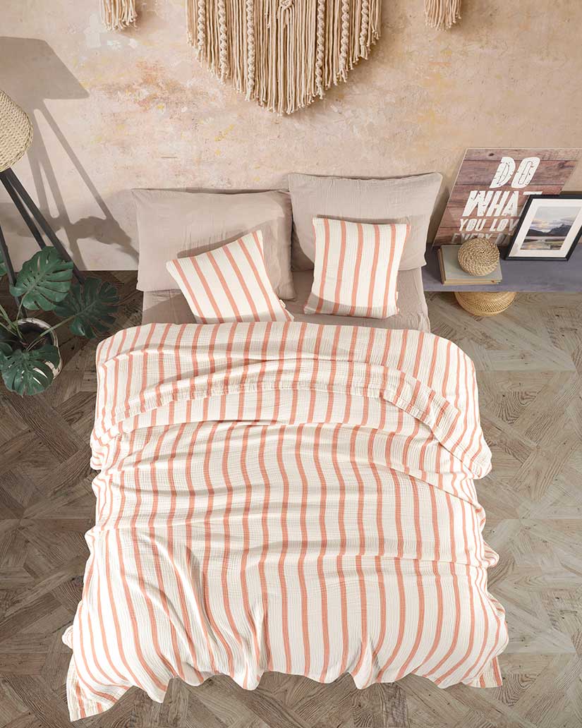 Muslin Cotton Blanket Set- Terracotta