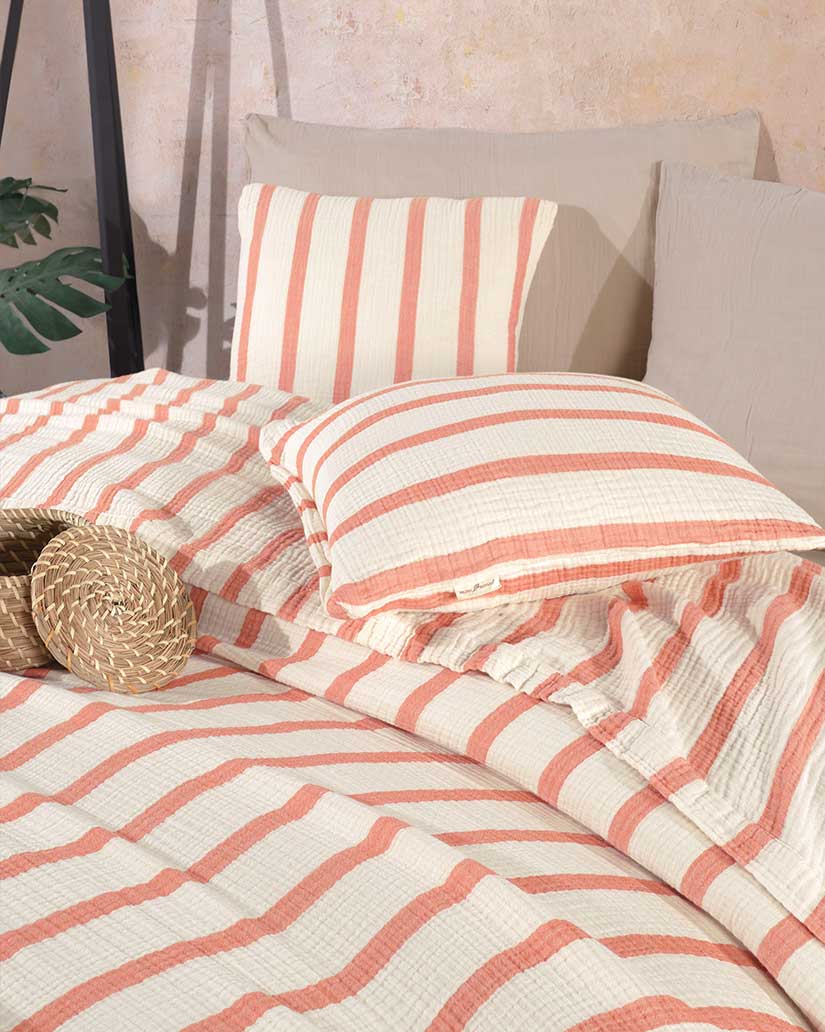 Muslin Cotton Blanket Set- Terracotta