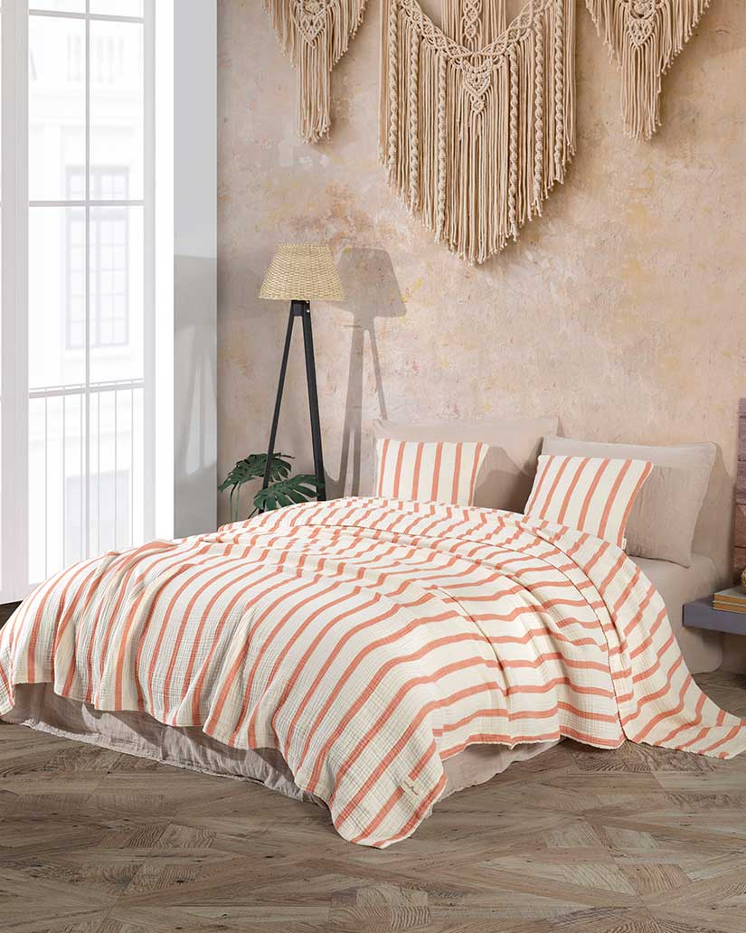 Muslin Cotton Blanket Set- Terracotta