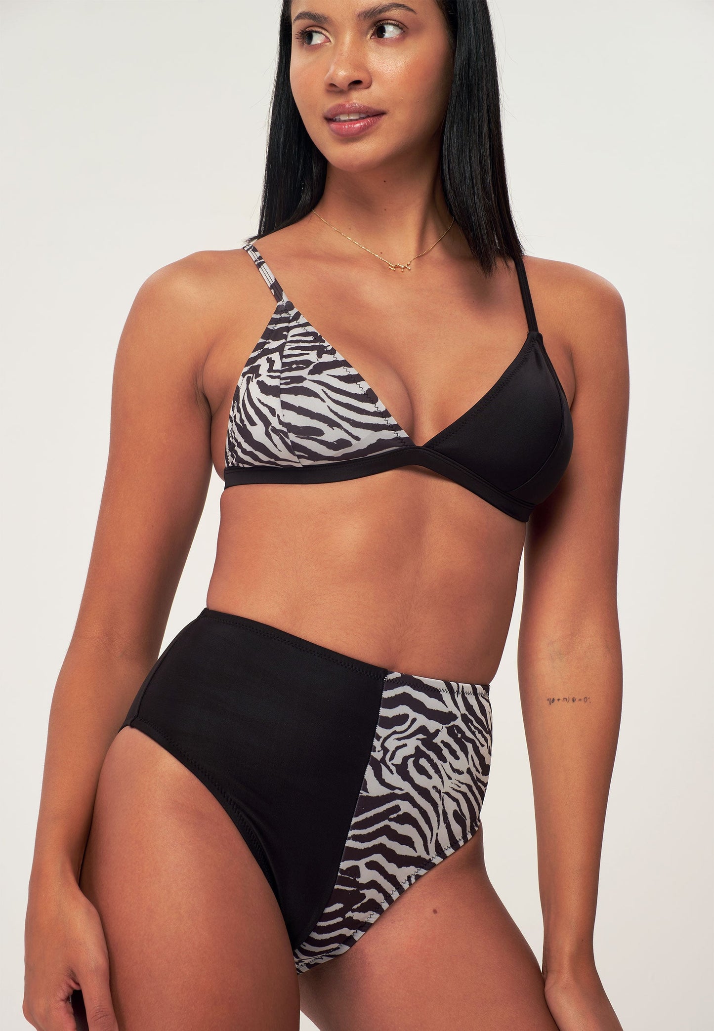 High Waist Bikini Bottom - Zebra Pattern Printed