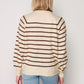 Herita Women's Turtleneck Striped Knit Sweater with Buttonhole Collar