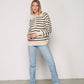 Herita Women's Turtleneck Striped Knit Sweater with Buttonhole Collar