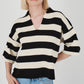 Polo Collar Striped Oversized Sweater