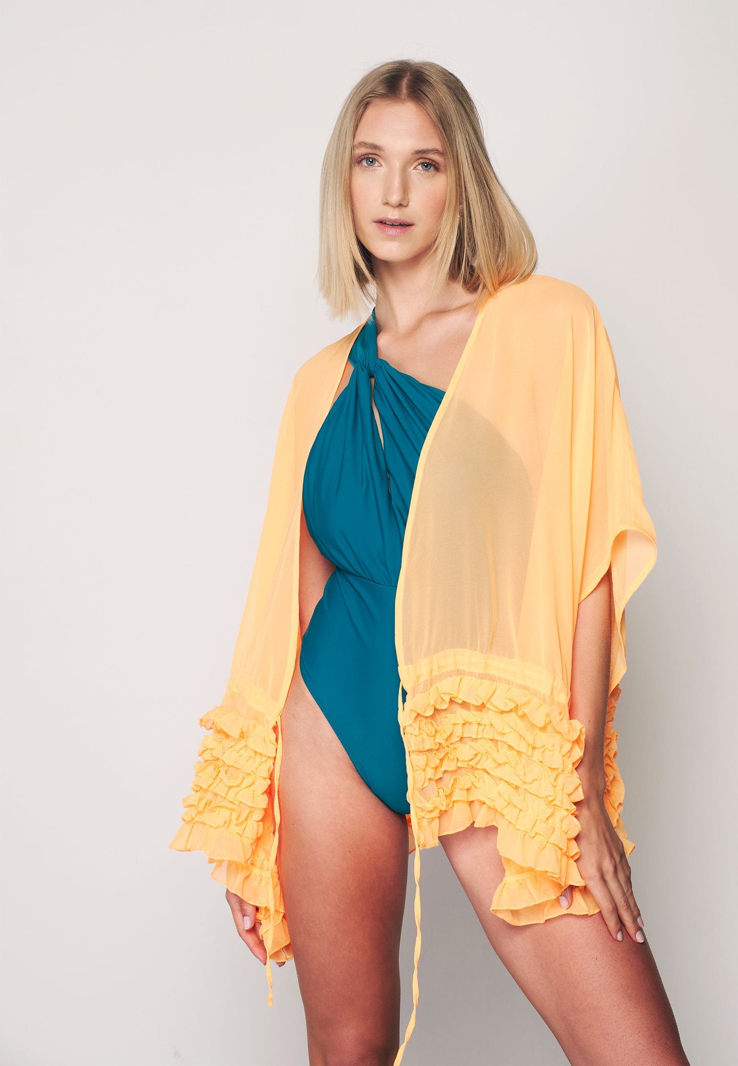 Herita Frill Detailed Kimono Orange