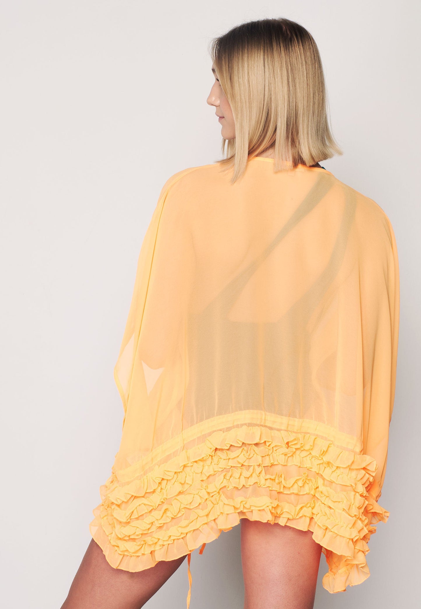 Herita Frill Detailed Kimono Orange