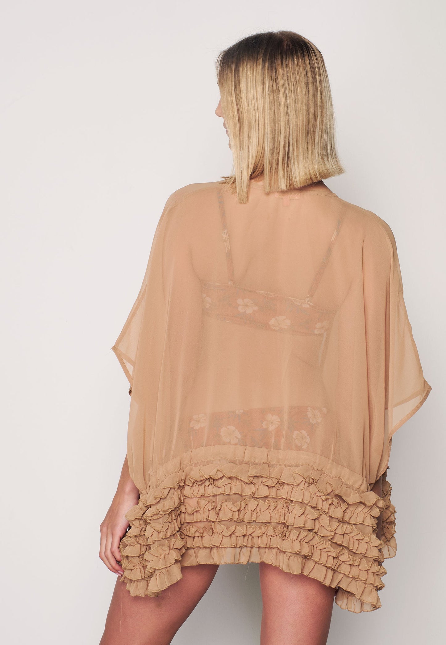 Herita Frill Detailed Kimono Beige