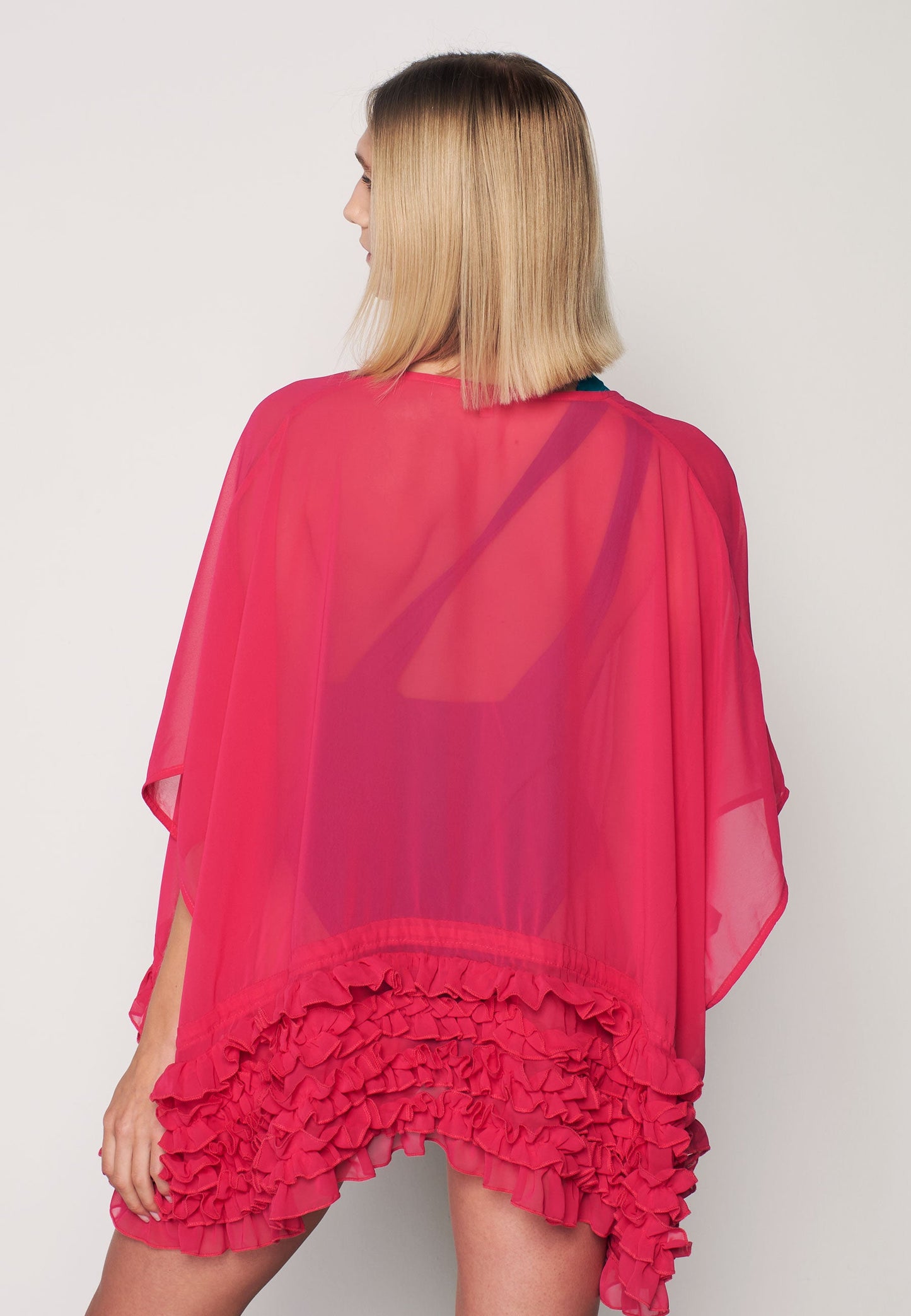 Herita Frill Detailed Kimono Fuschia