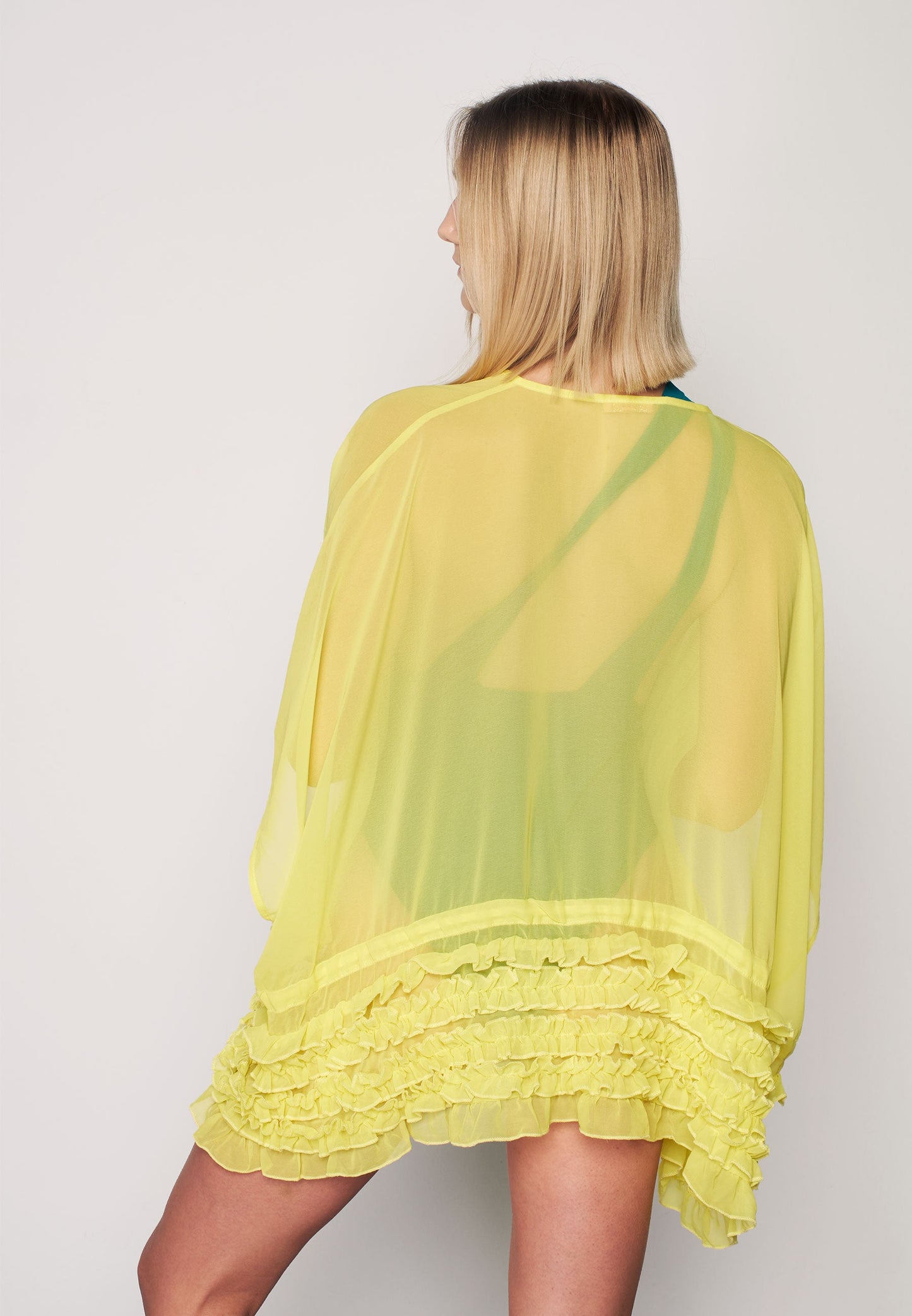 Herita Frill Detailed Kimono Yellow