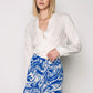 Women's Patterned Linen Skirt with Frill Buckle Detail