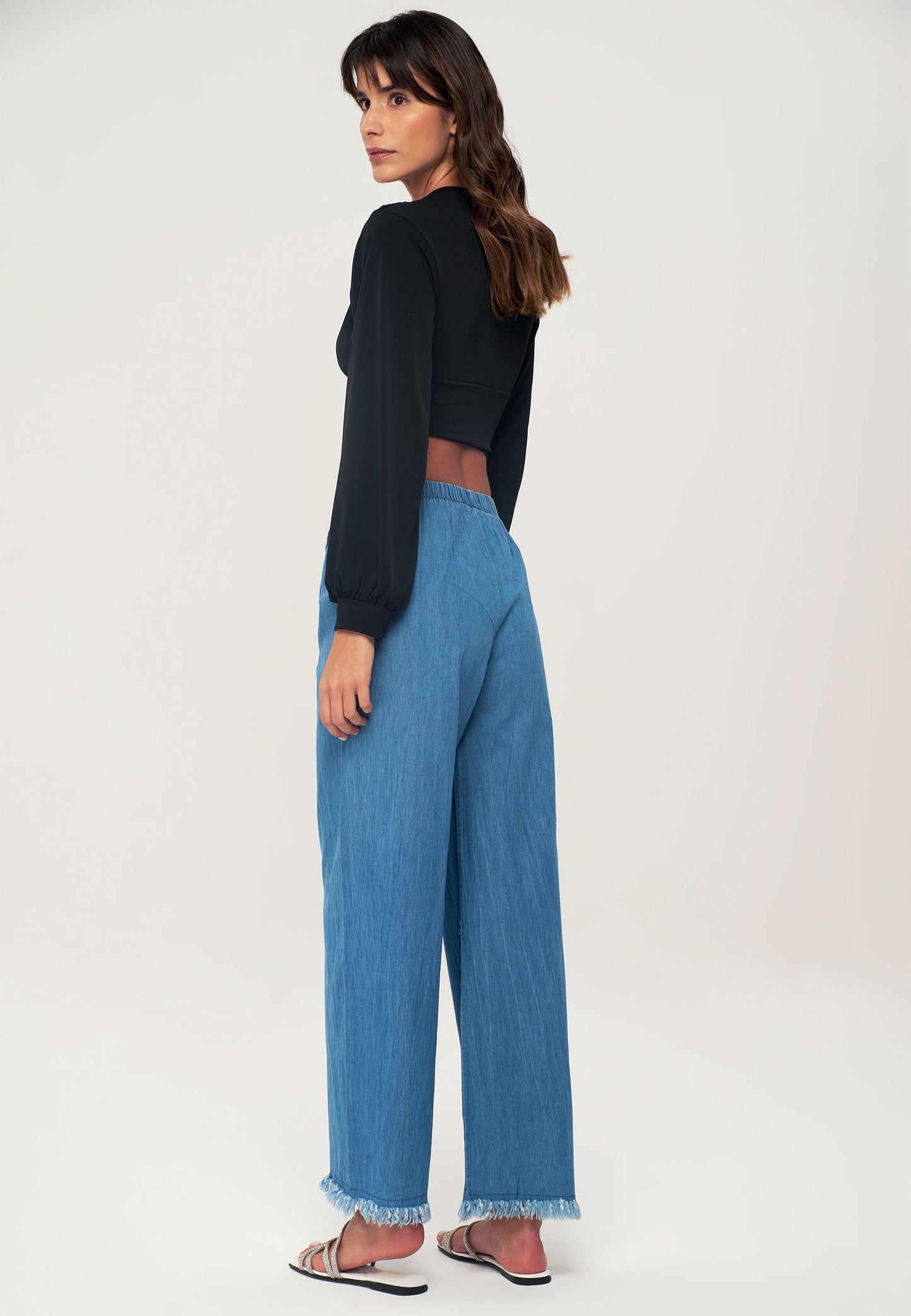 Women's Elastic Waist Trousers with Tassels