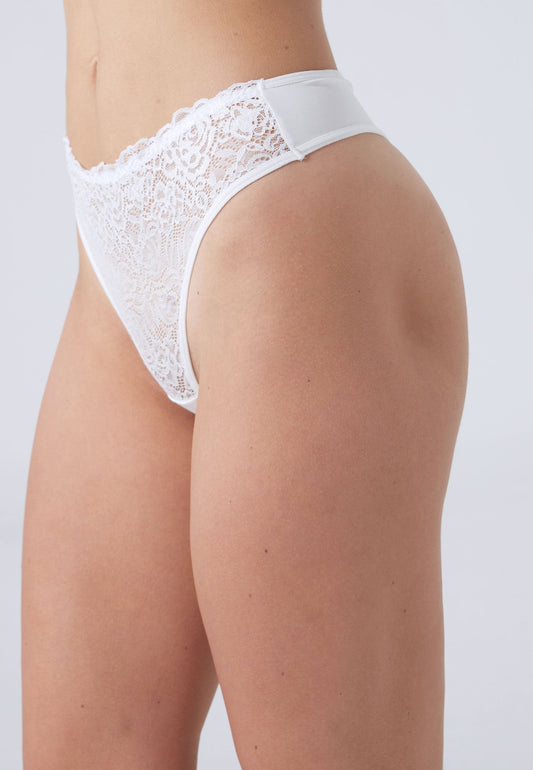 White Thong Panties with Lace Front(5 pcs)