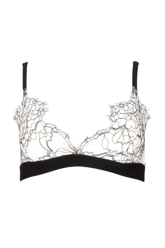 ATHENA BRALETTE - Triangle embroidery bra - white black