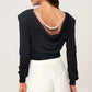 Women's Wadded Candy Blouse with Back Pearl Detail