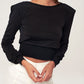 Women's Wadded Candy Blouse with Back Pearl Detail