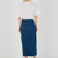 Women's Laser Cut Denim Skirt with Slits