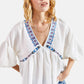 Women's Linen Blouse with Embroidered Collar