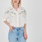 Daisy Embroidered Sleeve Folded Ayrobin Linen Shirt