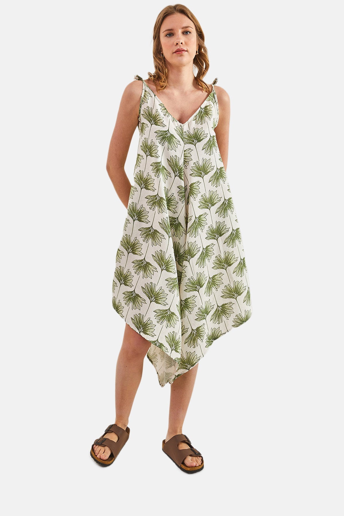 Women's Forest Patterned Strappy Jumpsuit