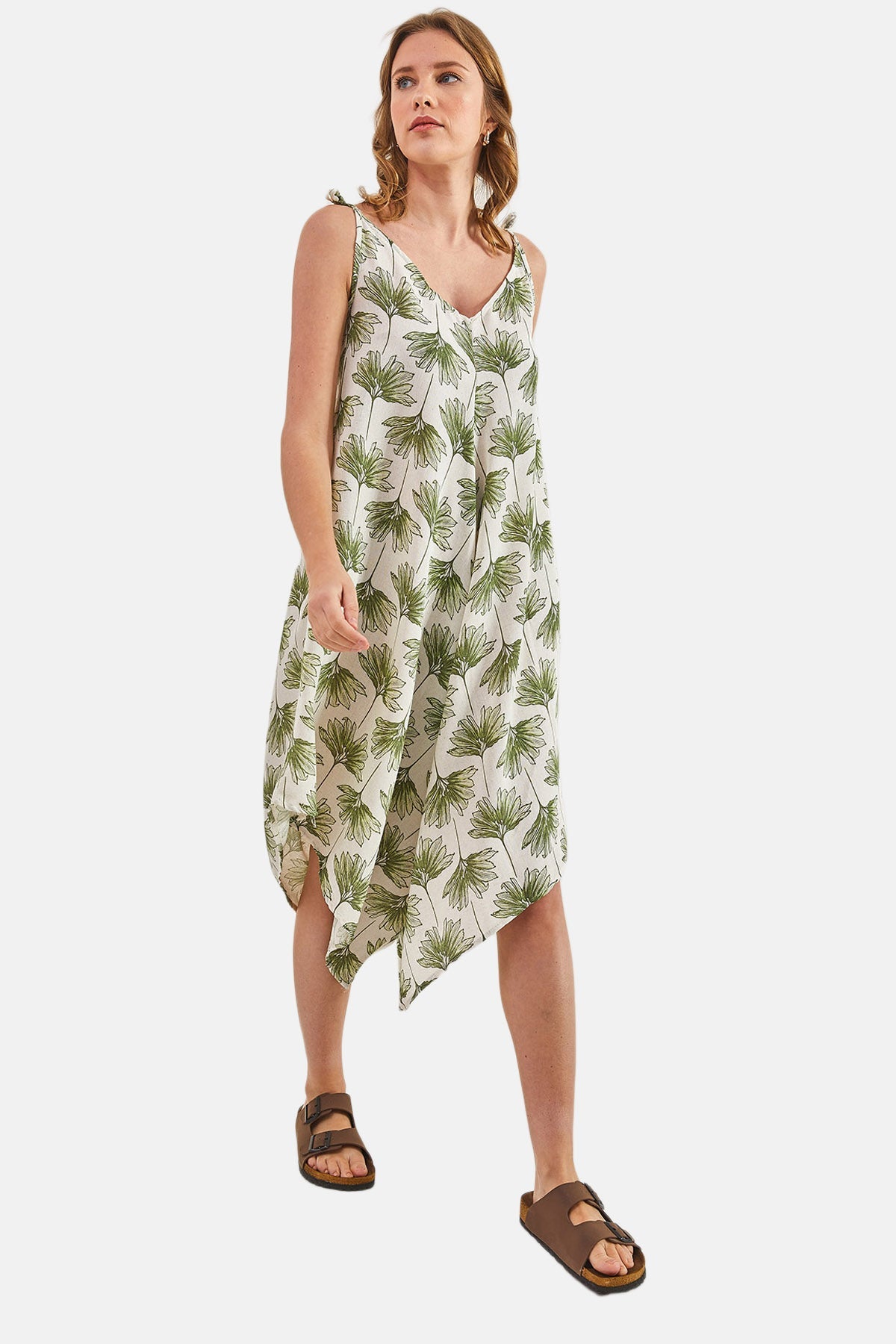 Women's Forest Patterned Strappy Jumpsuit