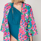 Women's Multi Patterned Linen Kimono - Fuschia