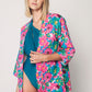 Women's Multi Patterned Linen Kimono - Fuschia