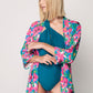 Women's Multi Patterned Linen Kimono - Fuschia