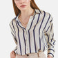 Herita Women's Cuff Sleeve Striped Satin Shirt