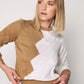 Double Color Long Sleeve Pullover - White & Brown