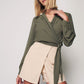 CREPE - Wrap Blouse - Brown