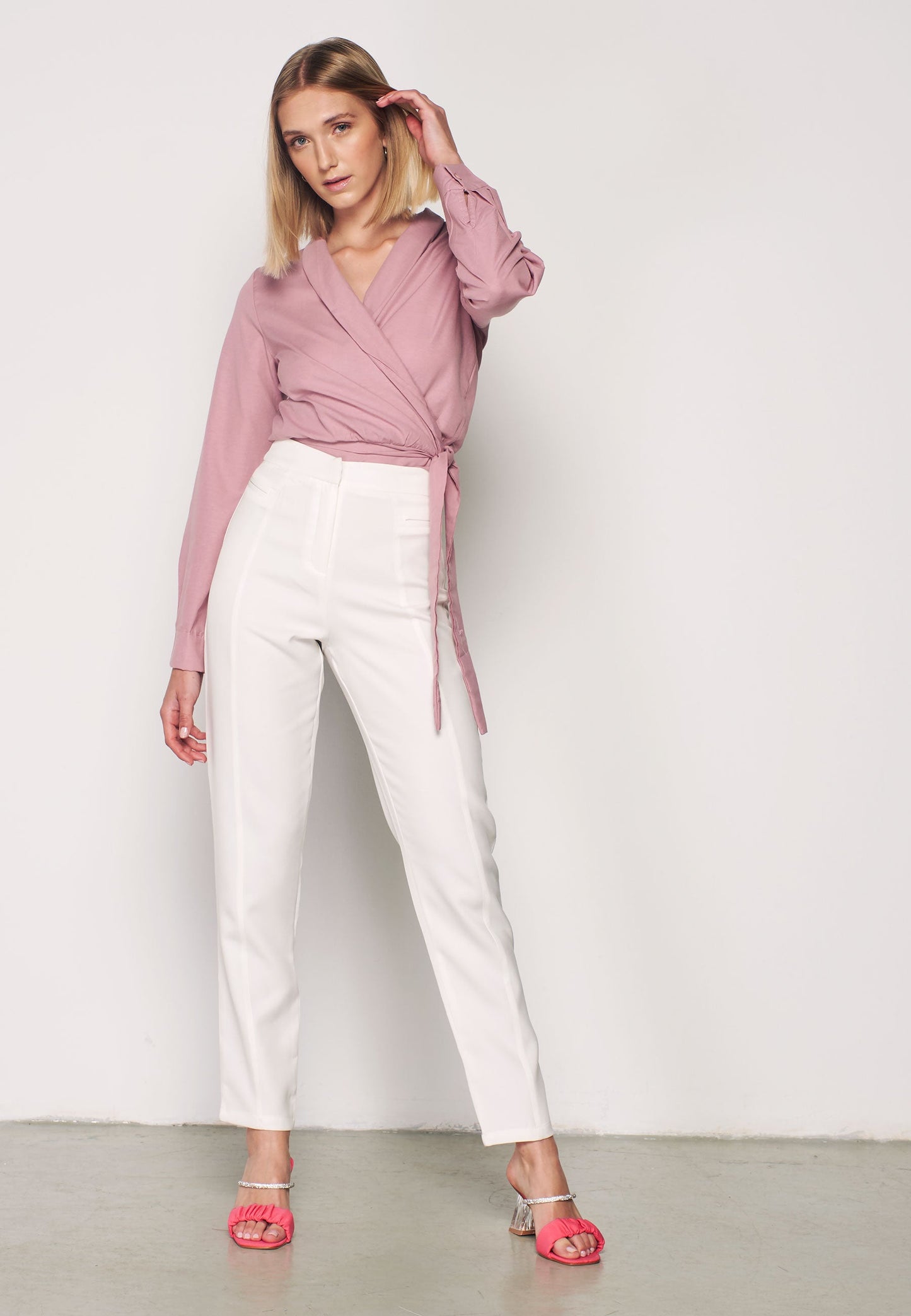 CREPE - Wrap Blouse - Pink