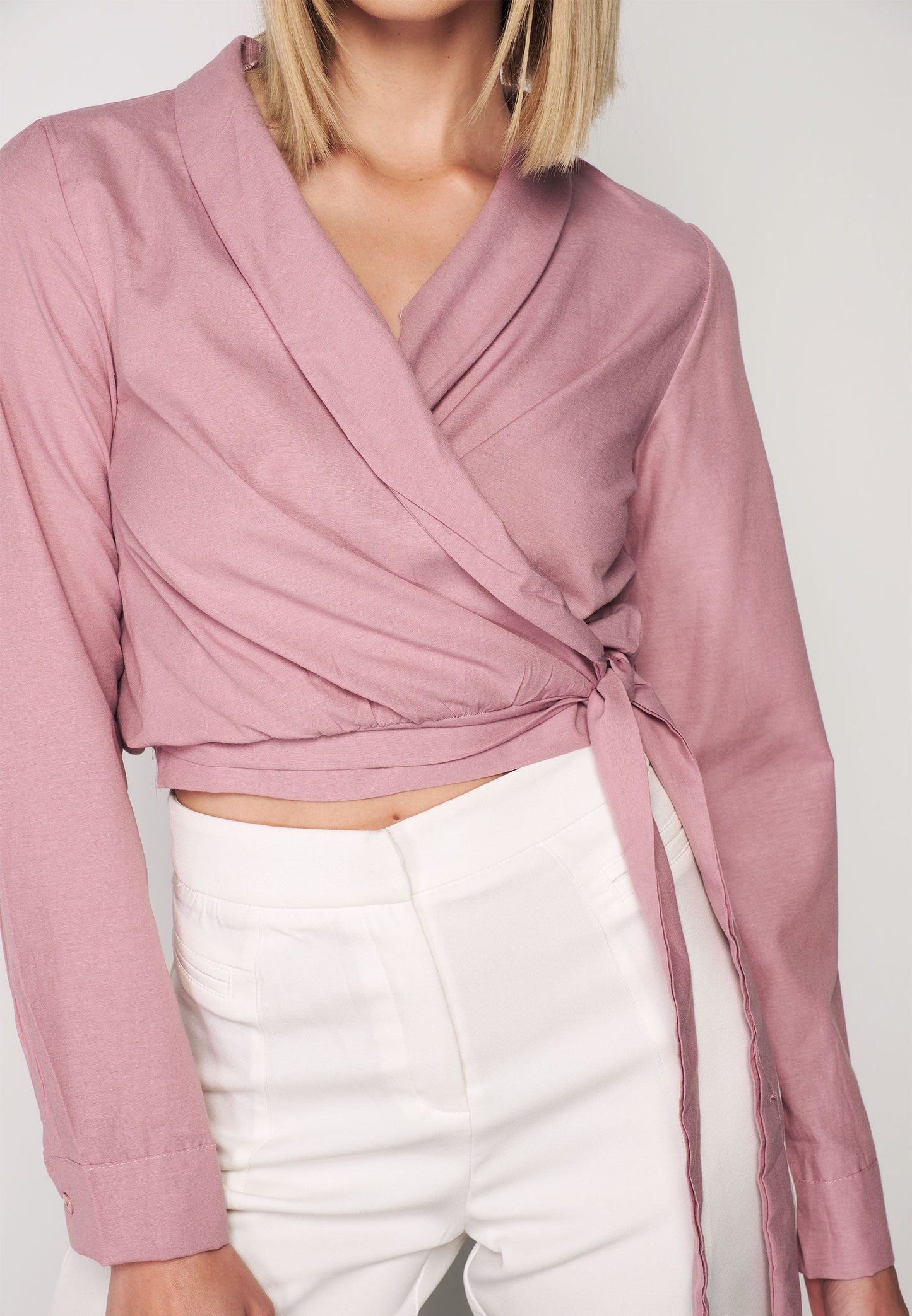 CREPE - Wrap Blouse - Pink