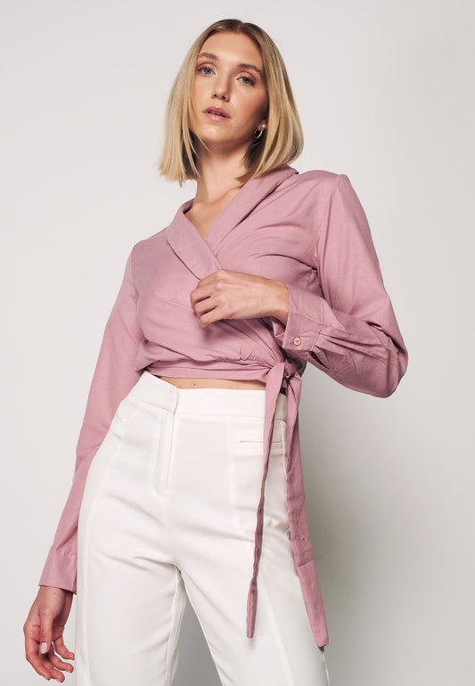 CREPE - Wrap Blouse - Pink