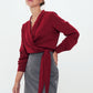 CREPE - Wrap Shirt Blouse - Burgundy