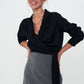 Herita CREPE Wrap Shirt Blouse Black