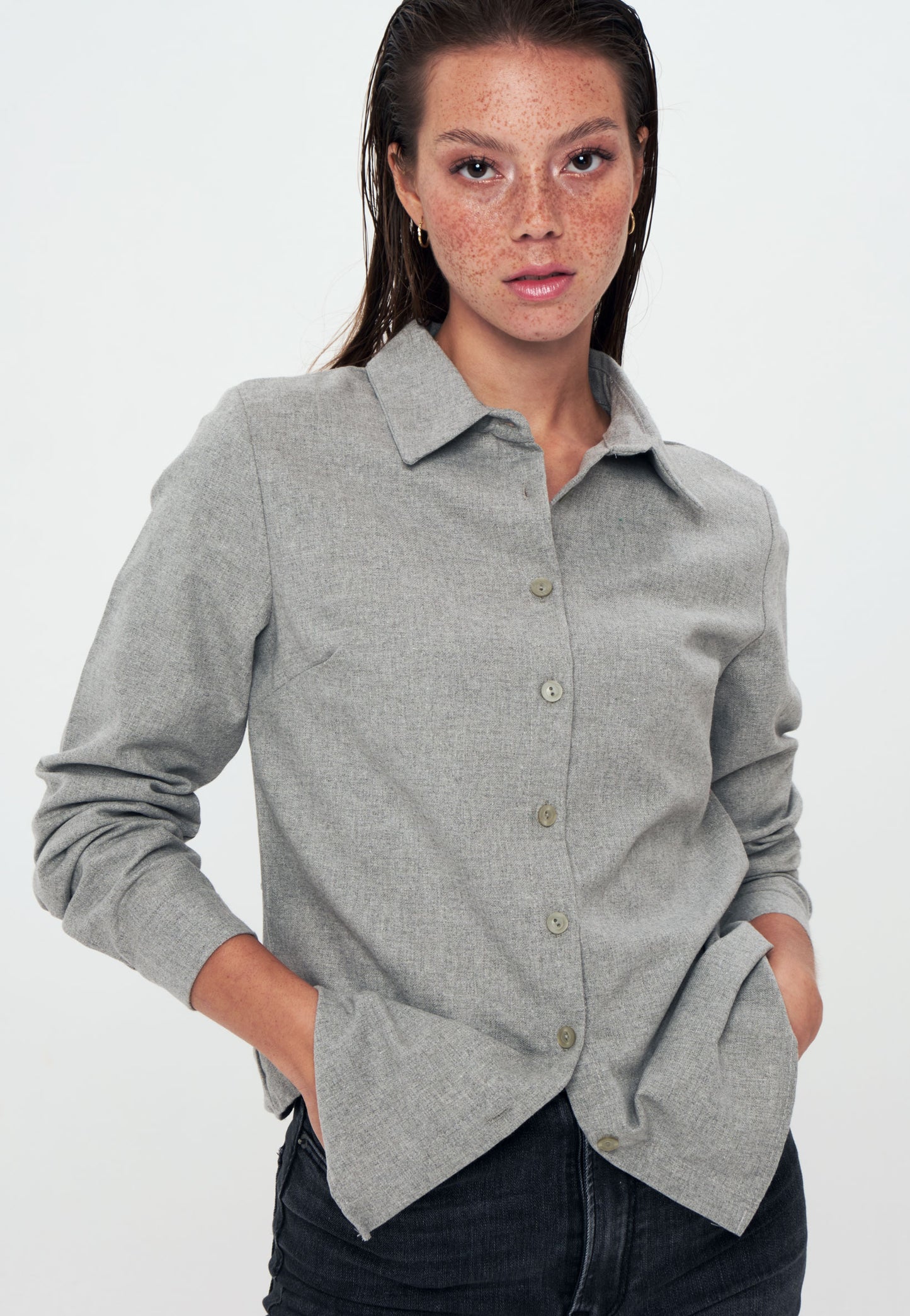 Linen - Long Sleeve Shirt - Grey