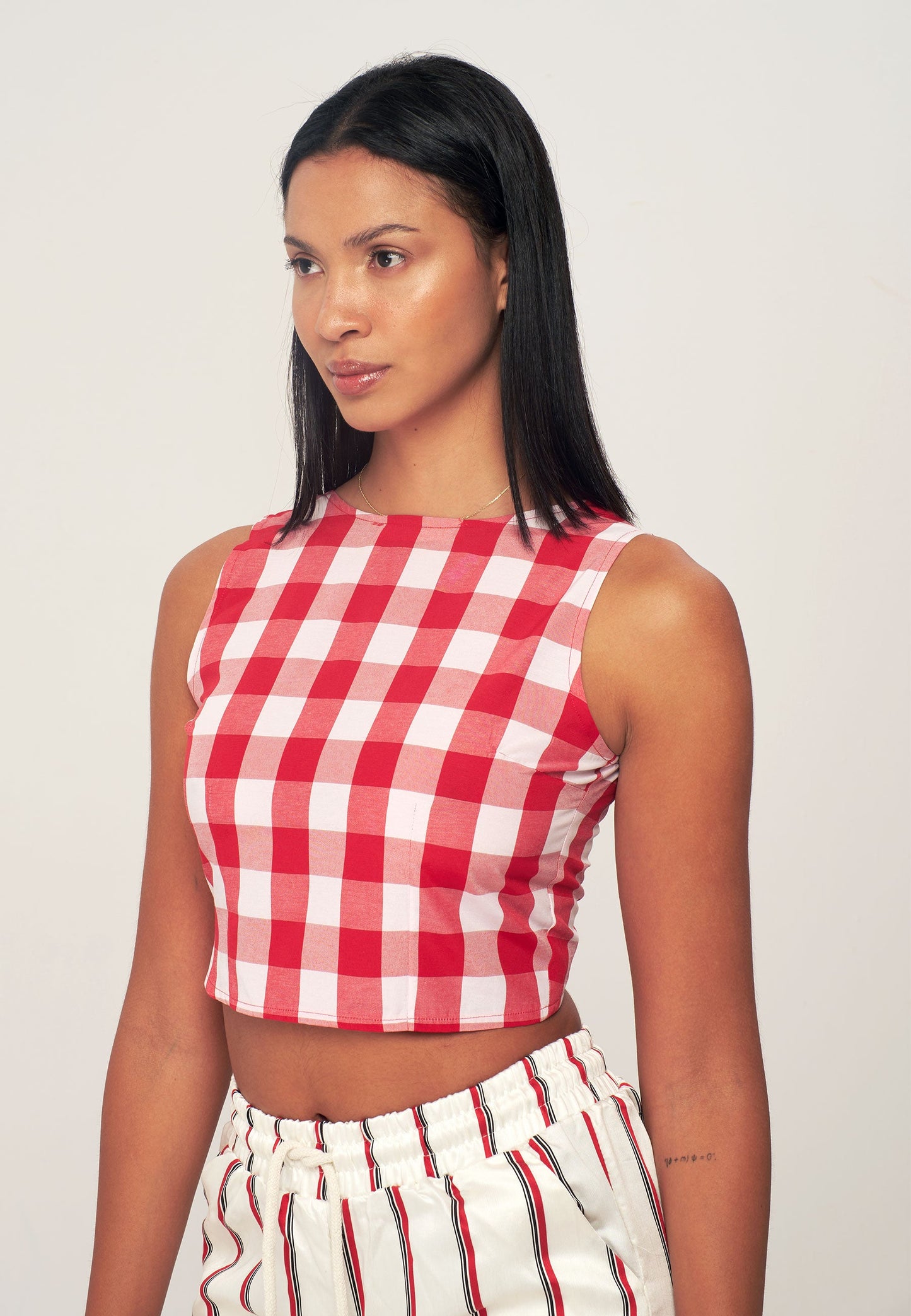 Herita Gingham Vest Blouse