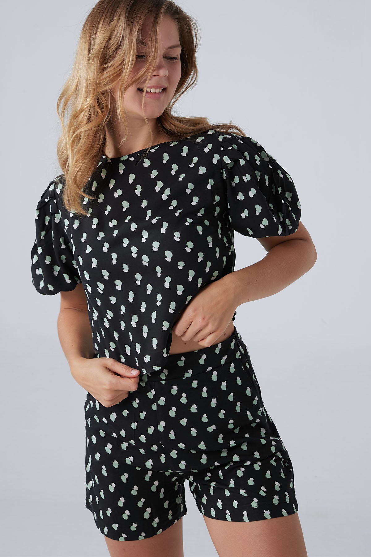 Printed Pyjama Set - Black