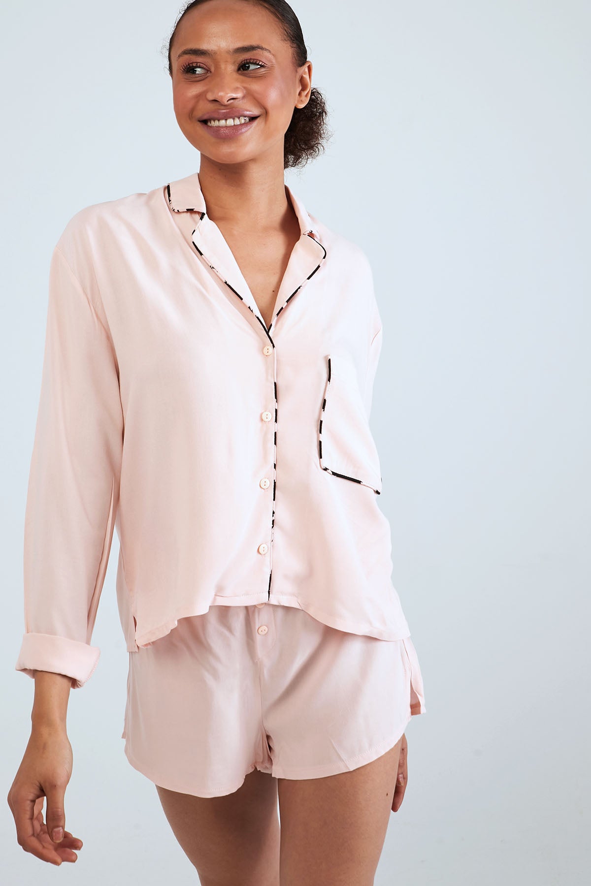 Herita Long Sleeve Shirt Pyjama Set Pink