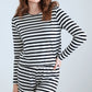 Long Sleeve Striped - Pyjama Set - Navy Blue