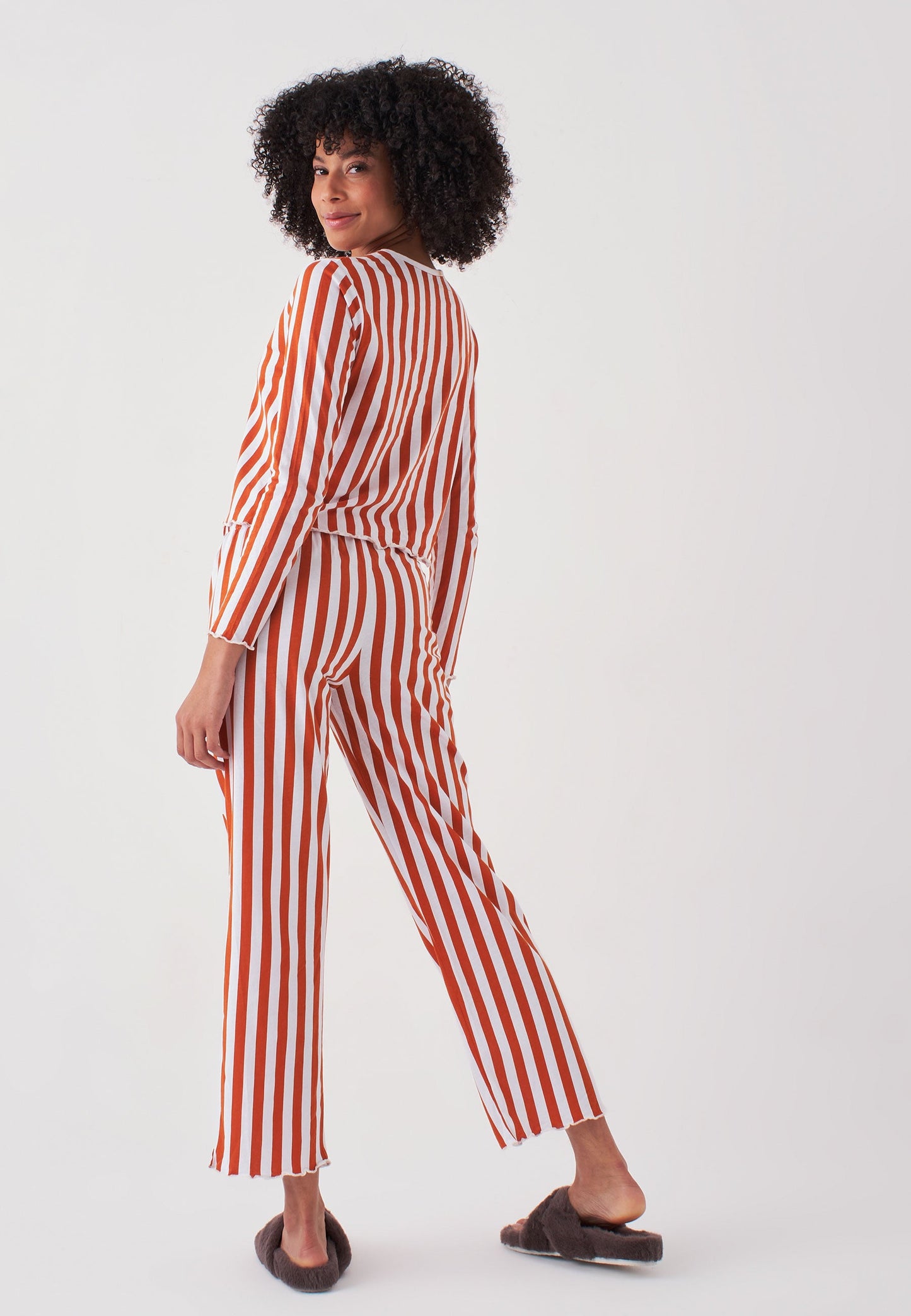 Long Sleeve Striped - Pyjama Set - Orange