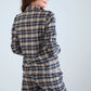 Partterned Shirt Long Sleeve Pyjama Set - Blue