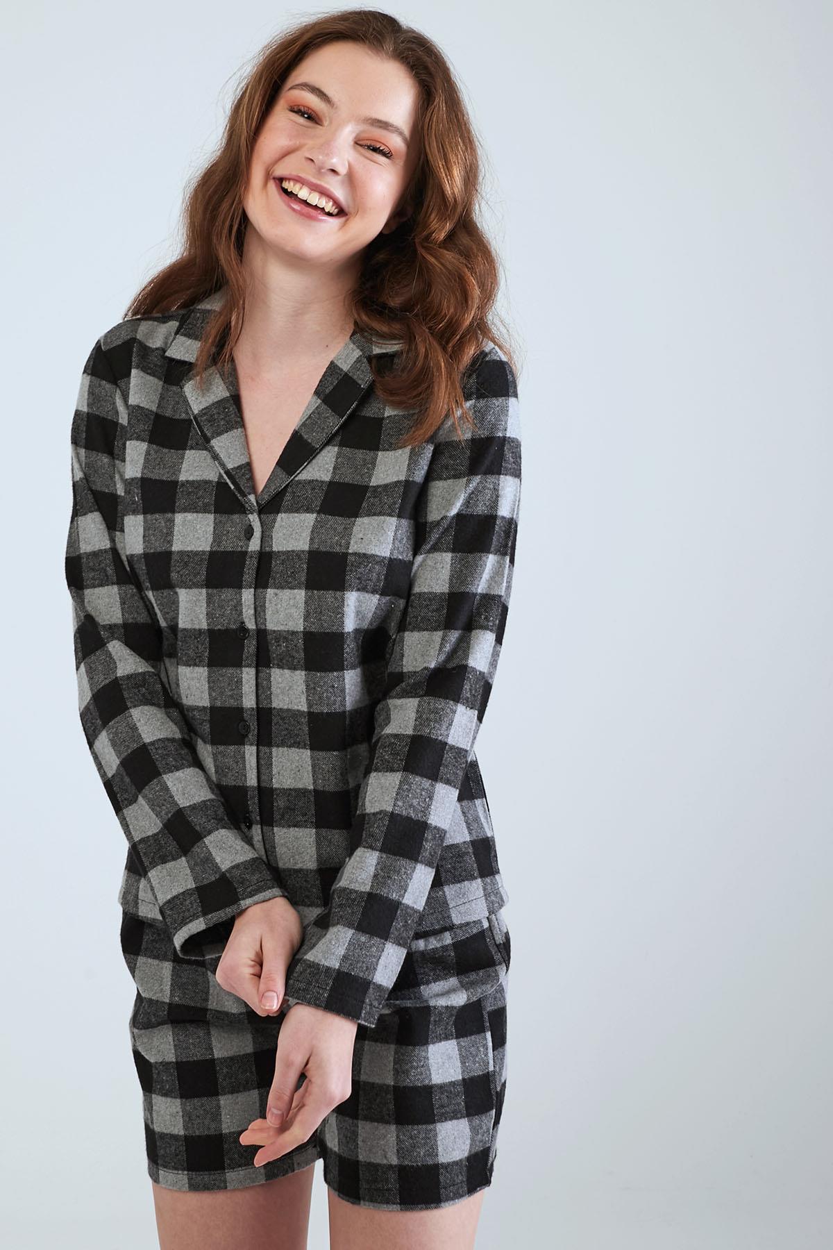 Patterned Shirt Long Sleeve Pyjama Set