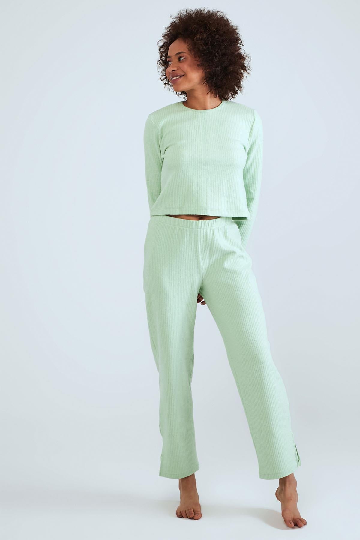 Long Sleeve Crew Neck - Pyjama Set - Mint