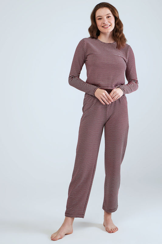 Long Sleeve Striped Pyjama Set - Mix Color