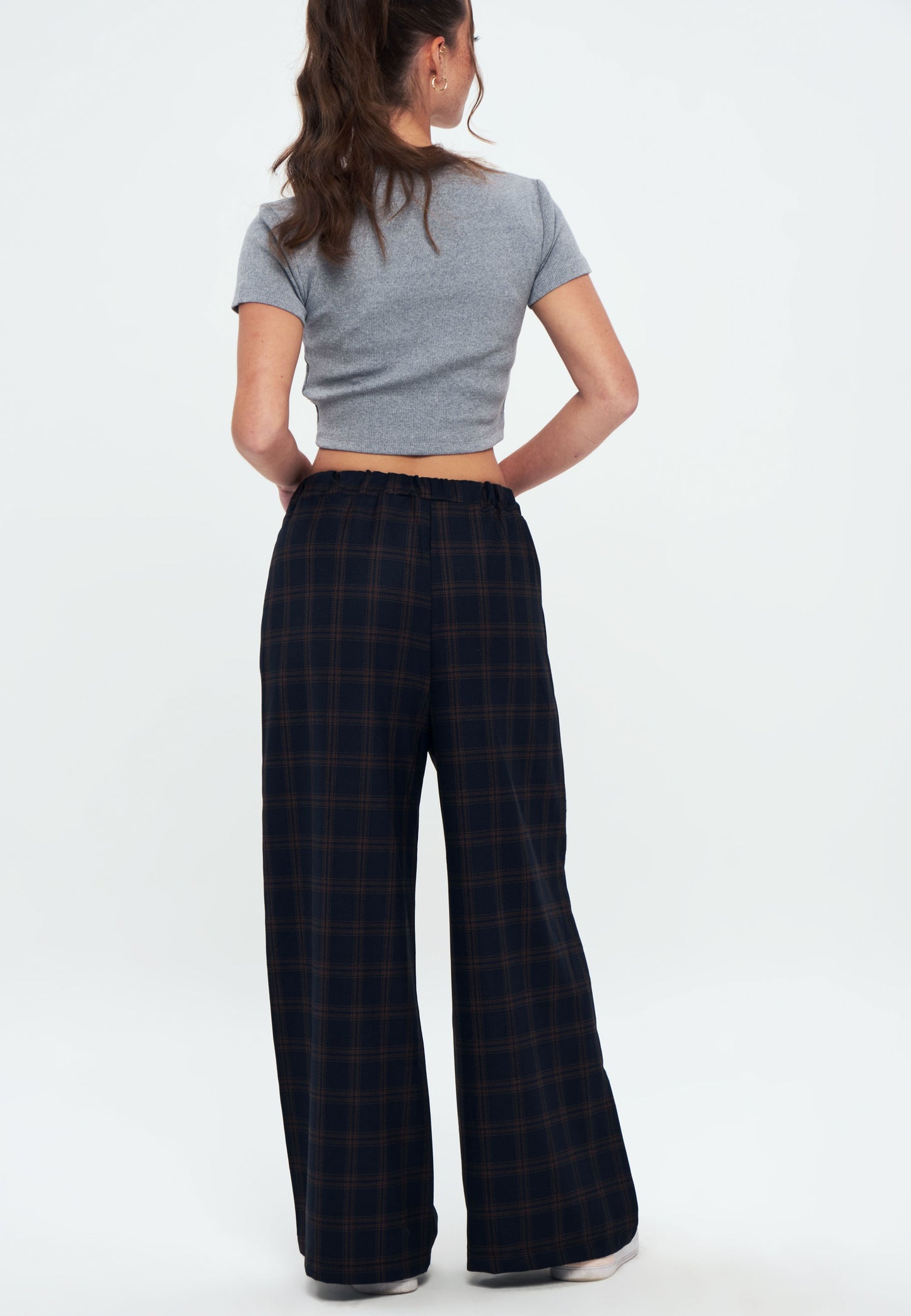 Trousers - Navy blue check