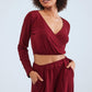 WRAP - Long Sleeve V Neck - Pyjama Set - Burgundy