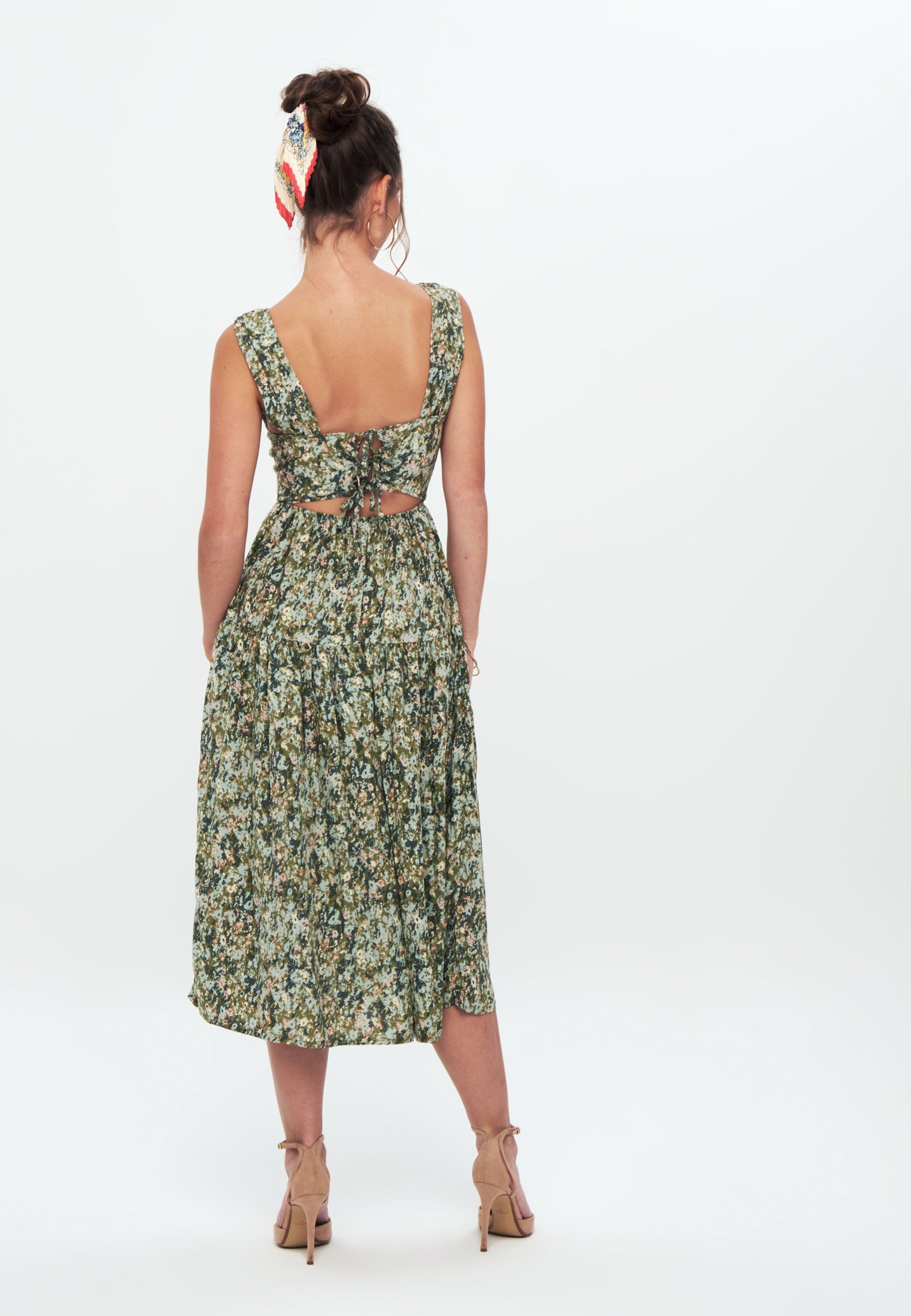 Printed Tie Back Long Dress - Day dress - green meadow